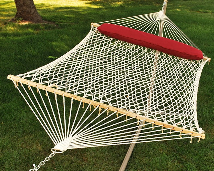Algoma Netted Hammock With Attached Pillow - 156" x 60" - White and Beige