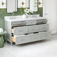 thumbnail image 3 of Ariel Monroe 67 Inch Double Rectangular Sink Bathroom Vanity With Pure White Quartz Countertop 1.5 inch Edge In Grey, 3 of 7