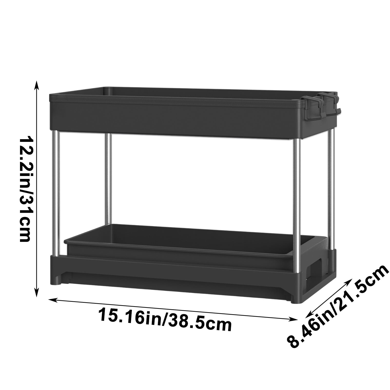 Yika 1 Pack Under Sink Organizer, 2 Tier Bathroom Cabinet Organizer with Sliding Basket, Multi-Purpose Under Sink Organizers and Storage for Bathroom Kitchen