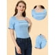 thumbnail image 2 of Blusa de Ganchillo de Encaje Allegra K Cuello Cuadrado Mujer Manga Corta Volantes Azul claro L, 2 of 4