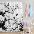 thumbnail image 2 of Shower Curtain Flower Branch Silhouette Shower Curtains for Bathroom Decor, Waterproof Polyester Shower Curtain Set with Hooks, Small Stall Size 36" x 72" Chinese Ink Painting White, 2 of 9