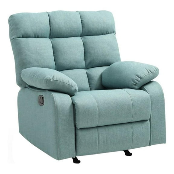 Maklaine Contemporary Fabric Rocker Recliner in Teal Turquoise