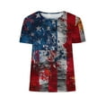 thumbnail image 5 of GERsome Women's 4th of July Short Sleeve Crewneck T-Shirt American Flag Patriotic Tshirt USA Flag Stars Stripes Loose Fit Tops S-3XL, 5 of 5