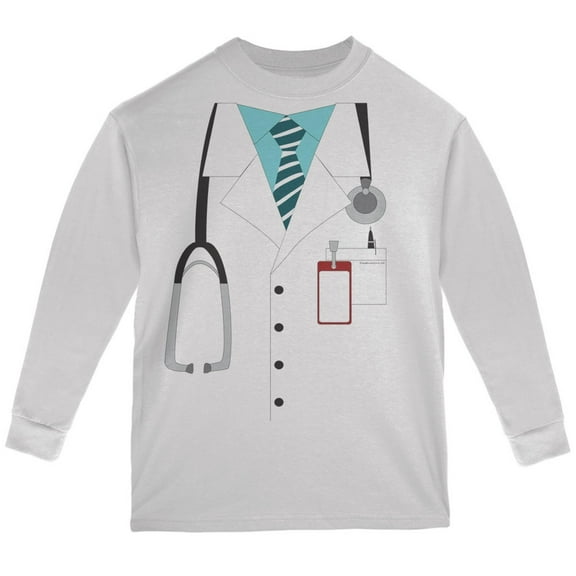 Halloween Doctor Costume White Youth Long Sleeve T-Shirt - Youth Small