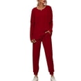 thumbnail image 3 of Frontwork Long Sleeve Pajama Set For Women Casual Loose Sleepwear Set Comfy Nightwear Sleepwear Ladies T Shirt Trousers Homewear, 3 of 4