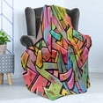 thumbnail image 4 of Colorful Soft Flannel Fleece Throw Blanket, Abstract Grunge Arrows Graffiti Inspired Style Illustration Print, Cozy Plush for Indoor and Outdoor Use, 60" x 80", Multicolor, by Ambesonne, 4 of 5