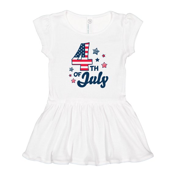 Inktastic 4th of July with Striped Stars Girls Toddler Dress