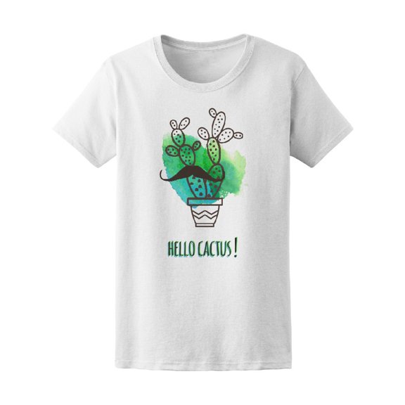 Funny Cactus With Mustache, Cool Tee Women's -Image by Shutterstock