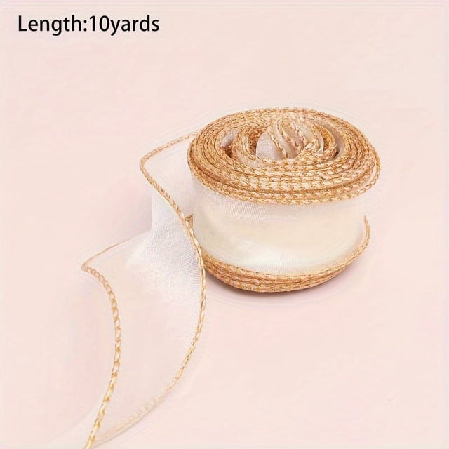 Dsseng 1 Rouleau 10 Yards de Long 4 cm de Large Fil Queue de Poisson Nœud Dentelle Neige Fil - pour Emballage Floral Cuisson Robe de Mariée Décoration DIY - Cadeau Parfait pour Artisans et Amateurs de DIY