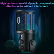 JYX Microphone, Dynamic USB Gaming Microphone for PC PS4/5, Podcast, Streaming, RGB, Anti Spray Net, Noise Cancellation, Reverb, 3.5mm Headphone Jack