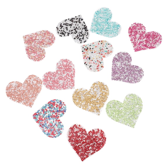COMPUKAS 12Pcs Assorted Color Heart Patch Iron on for Clothing and Jeans Repair