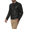 thumbnail image 2 of Men Leather Jacket Slim Fit Biker Motorcycle Genuine Black Lambskin Jacket A910, 2 of 4