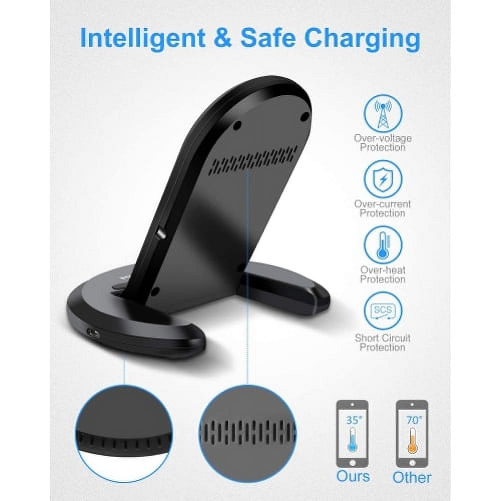 15W Fast Wireless Charger Folding Stand 2-Coils Charging Pad Slim for iPhone XS Max XR X 8 PLUS 12 Pro Max 11 Pro Max Mini - Blackberry Z30 - BLU Vivo XI Plus, G90 Pro, G9 Pro - BOLD N1 - image 3 of 10