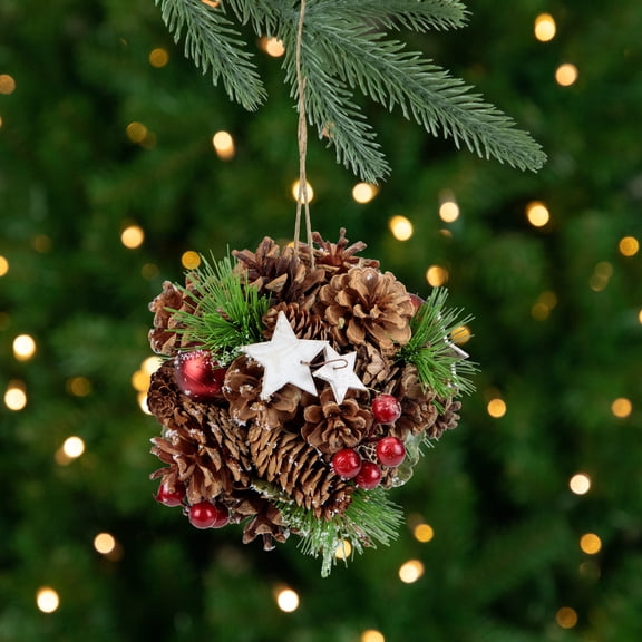Northlight Pine Cones, Stars and Berries Hanging Christmas Ornament - 6"