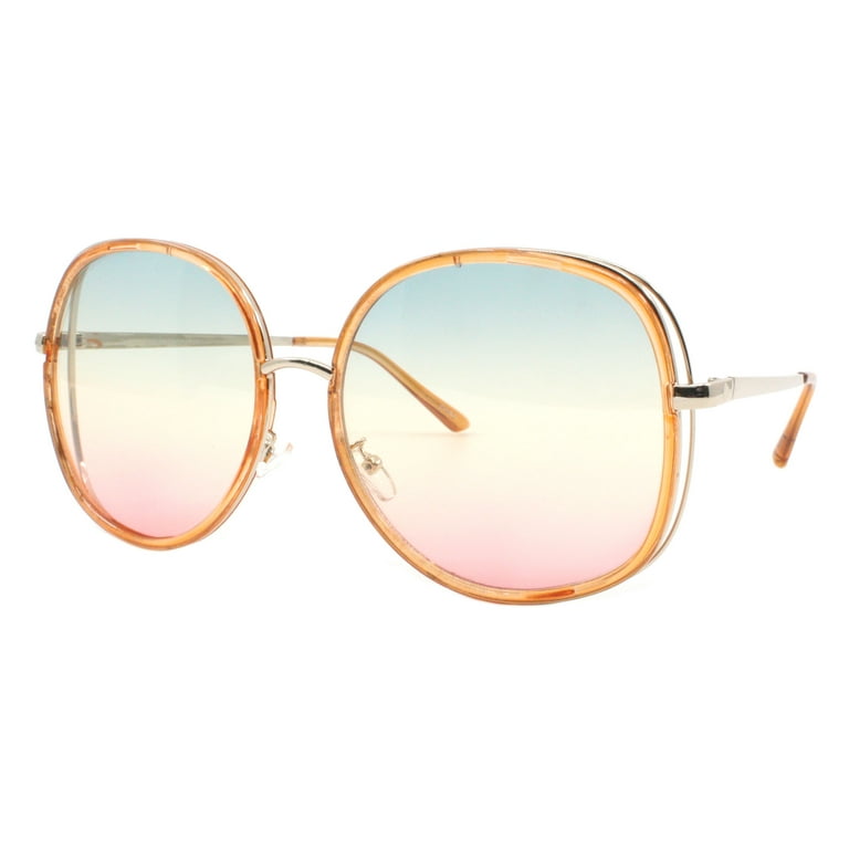 Women's Pink Lens Ombre Oversized Square Frame Sunglasses