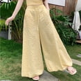 thumbnail image 4 of Women's Printed Bandage Pants, Elastic Waist With Pocket Detail, Casual Wide Leg Trousers For Boho Fashion Yellow XL, 4 of 7