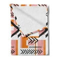 thumbnail image 2 of Geometric Soft Flannel Fleece Throw Blanket, Hand Drawn and Grunge Looking Arrows Rectangles and Squares, Cozy Plush for Indoor and Outdoor Use, 50" x 60", Orange Pale Pink Black, by Ambesonne, 2 of 5