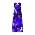 thumbnail image 5 of SMihono Robe Maxi Bohème d'Été pour Femmes Grande Taille Mode d'Été Imprimée Col en V Sans Manches Robe à Enfiler avec Poches Robe de Plage, 5 of 5