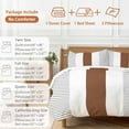 thumbnail image 6 of Boho Brown Bedding Duvet Cover Set Twin Size 4 Pieces Striped Tribal Farmhouse Style Bedding Set with Zipper Closure, 1 Comforter Cover 68x86 Inches 1 Flat Sheet & 2 Pillow Cases, 6 of 7