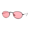 thumbnail image 1 of Hippie Micro Narrow Oval Pop Color Lens Metal Rim Sunglasses Black Rose Pink, 1 of 4