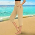 thumbnail image 2 of TRUBKH Capri Pants for Women,capri Leggings for Women,yoga Pants Women,beach Pants for Women,capris for Women,capri Leggings for Cutout Yoga Capris Cropped Pants Pajams Pants Beige 2XL, 2 of 6