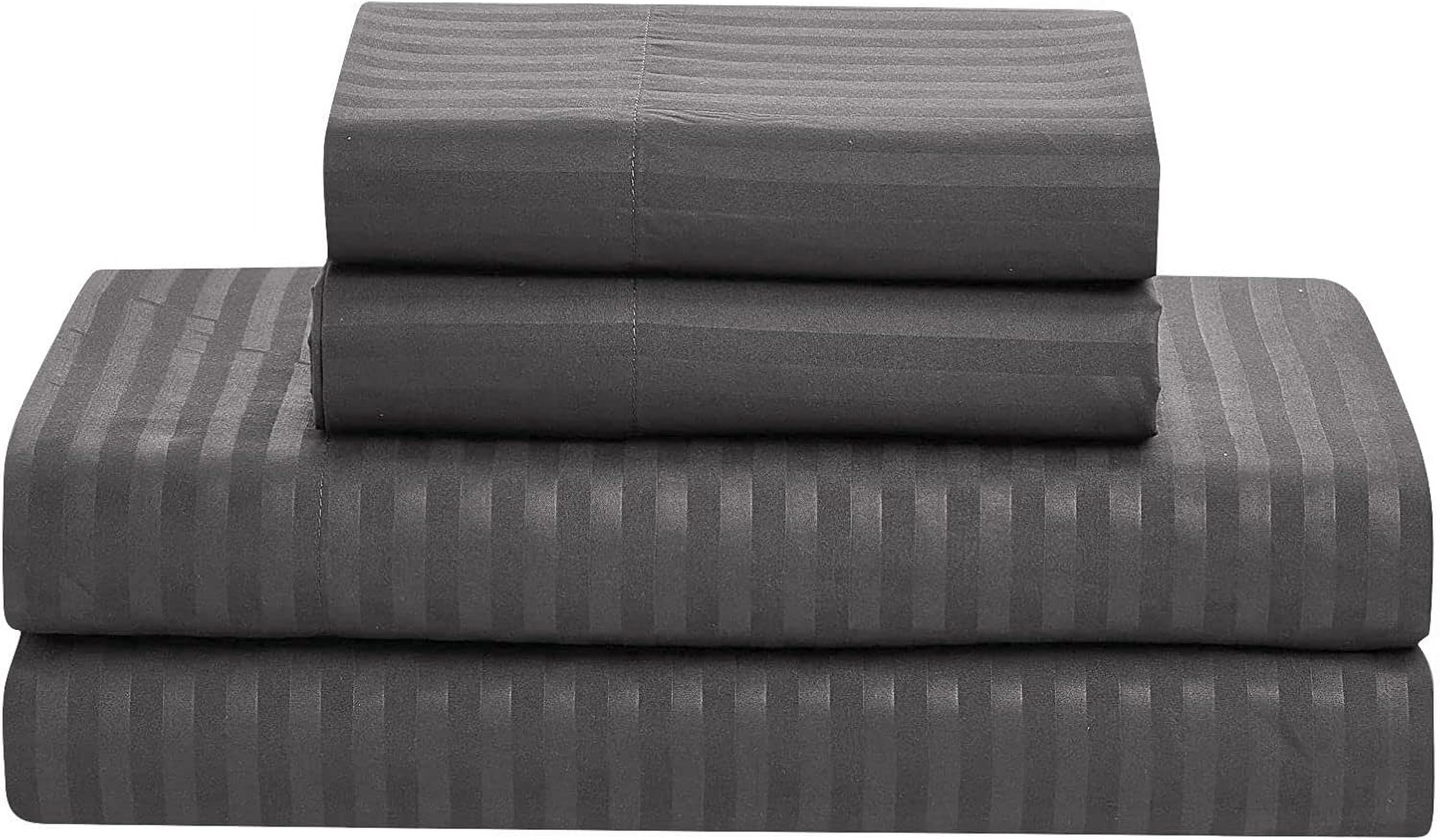 D.N.G. BEDDINGS Full/Queen Size 800 Thread Count, 100% Egyptian Cotton, Dark Grey Premium Hotal Quality, 3 Piece Box Design Striped Comforter Set