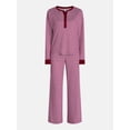 thumbnail image 5 of Joyspun Women's Cozy Lounge Collection Hacci Henley Top and Pants, 2-Piece Pajama Set, Sizes XS-3X, 5 of 5