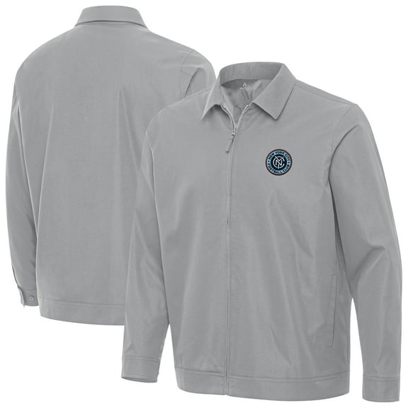 Men's-Antigua  Gray New York City FC Full-Zip Pivot Jacket