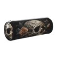 thumbnail image 1 of Disketp Vintage Pattern Flower Skull Estuche Organizador de Lápices de Cuero, Estuche de Oficina con Cremallera para Bolígrafo y Lápiz, 1 of 6
