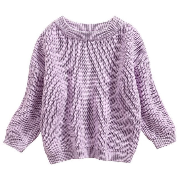Faithtur Chandail Tricoté Automne Hiver pour Bébés Filles Garçons Couleur Unie Manches Longues Col Rond