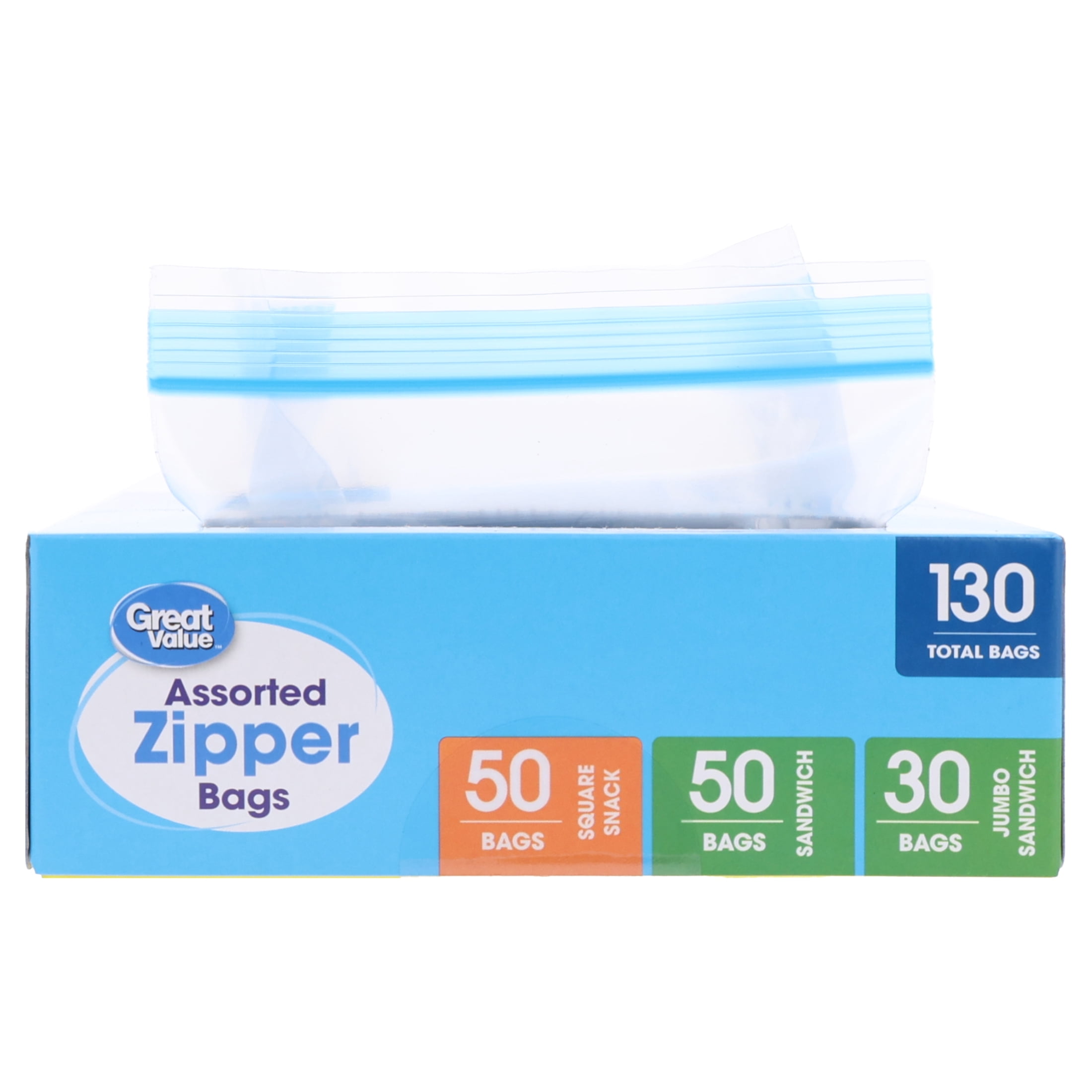 Great Value Assorted Zipper Bags Variety Pack, 130 Count - Walmart.com