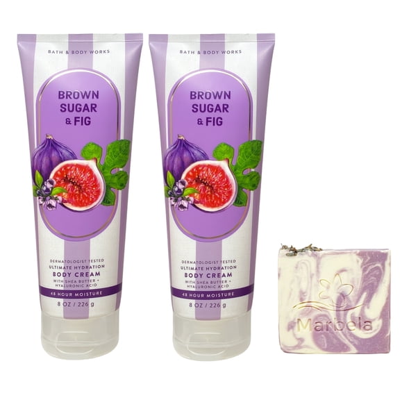 Bath & Body Works Brown Sugar & Fig 2 Ultimate Hydration Body Creams with a Lavender Dream Bar Soap
