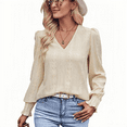 thumbnail image 1 of Blusas de manga larga, suéteres, tops básicos de cuello en V., 1 of 6