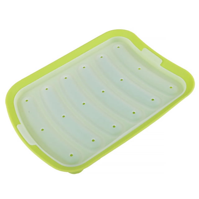 Naiovety Molde de silicona para salchichas, 6 cavidades, molde antiadherente para hornear, sartén de chocolate, caramelo de hielo, verde Verde