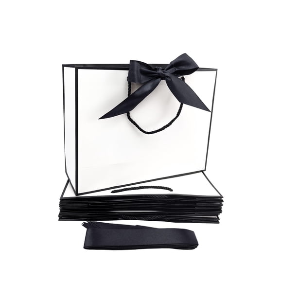 Juego de 12 bolsas de regalo TKSBAG, tamaño mediano, 32 x 25 x 11 cm, con cinta
