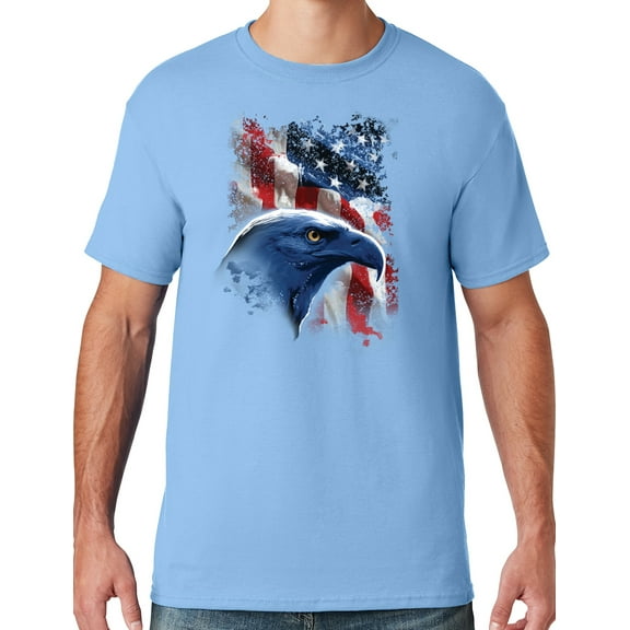 Mens American Icon Patriotic Eagle T-shirt, XL Light Blue