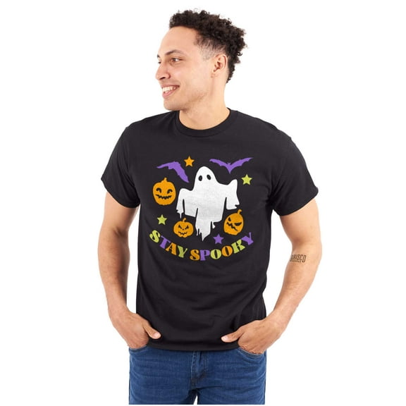 Halloween Stay Spooky Ghost Pumpkins Men's Graphic T Shirt Tees Brisco Brands S