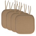 thumbnail image 1 of Sweet Home Collection Chair Cushion Memory Foam Pads with Ties Honeycomb Pattern Slip Non Skid Rubber Back Rounded Square 16" x 16" Seat Cover, 4 Pack, Taupe 4 Pack, 1 of 4
