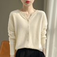 thumbnail image 2 of Fiaer women button down sweaters plus size long sleeve v neck trendy cozy fall winter loose fit tops Beige M, 2 of 4