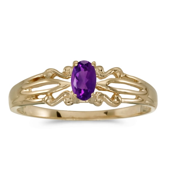 14k Yellow Gold Oval Amethyst Ring