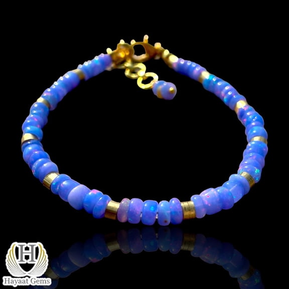 Light Violet Ethiopian Opal Bracelet, 925 Sterling Silver, Handmade Jewelry