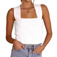 thumbnail image 5 of Summer Sleeveless Square Neck Solid Color Slim Fit Tank Tops, 5 of 6
