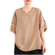 thumbnail image 1 of Camisas de Manga Corta para las Mujeres Blusas de Cuello Redondo con Botones Casuales, Camisa de Verano de Moda para Diarios Y Fiestas, 1 of 4