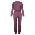 thumbnail image 5 of Scyoekwg Athletic Set for Women Casual Fashion Loose Fall Outfits Solid Color Crewneck Long Sleeve Tops Elastic Waist Jogger Pants Athletic Set Outfits (Wine,XL), 5 of 5