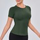 thumbnail image 4 of Camiseta de Manga Corta de Yoga para Mujeres Color Sólido Moda Casual Respirable Apretado Deportivo de Alta Elasticidad Camiseta de Carrera de Manga de Raglan Cuello Redondo Top de Manga Corta de Muj, 4 of 9