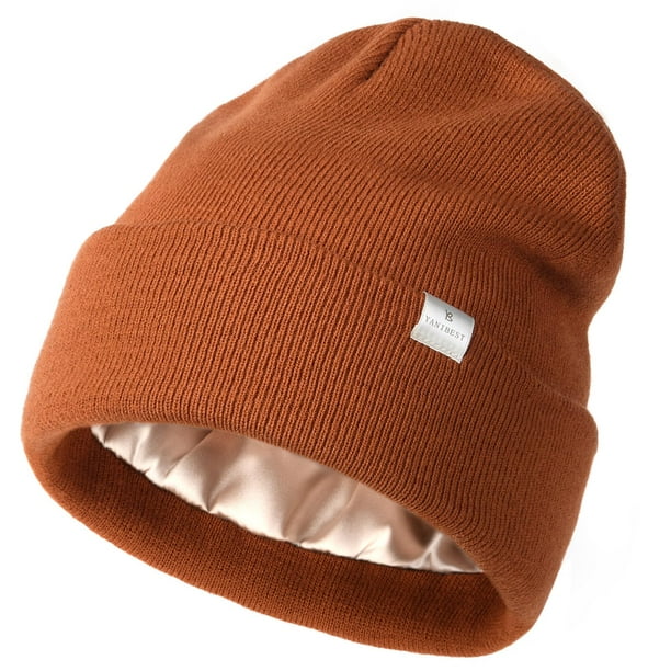 Gorro YANIBEST, tejido, acrílico, forro de seda, naranja
