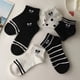 thumbnail image 4 of Calcetines cortos de verano para mujer, calcetines náuticos de caña baja con dibujos animados en blanco y negro, calcetines casuales para mujer, calcetines bajos transpirables de moda, 4 of 6