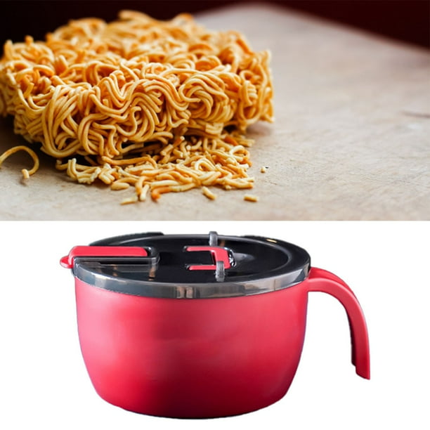 Cuenco de acero inoxidable Jadeshay para fideos instantáneos con tapa 304 GRAN capacidad