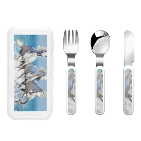 

Daiia Horses Running Through The Water for Stainless Steel Kids Silverware Set - Children’s Utensil Set - Children s Knife Fork And Spoon Set - Metal Kids Cutlery Set