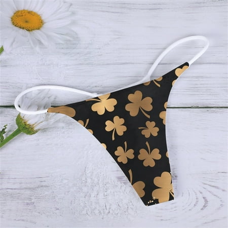 

〖Roliyen〗Thongs For Women Floral Print Low-Rise Panties G-String Comfort Underpants T-Back Soft Women S Women S Panties